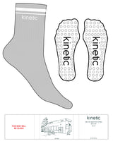 The 3/4 Crew Sock - Heather - Kinetic Pilates - 2 Stripes Printed - Top Logo Embroidered - White - Circle Grip - Transparent