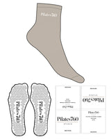 The 1/2 Crew Sock - Tan L287 - Pilates 760 - Top Logo - White - Triangle Shape Grip - White