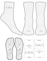 The 3/4 Crew Sock - White Heather - Form Charleston - Top & Toe Logo - Black - Heart Grip - Black