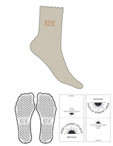 The 3/4 Crew Sock - Oatmeal - Rise Lagree - Top Logo - Embroidered - Honey - Hexagon Grip - Transparent