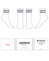 The 3/4 Crew Sock - White - Jazzercise - Stripes - Toe - Cool Gray - No Grip