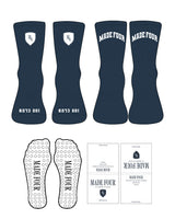 The 3/4 Crew Sock - Navy - M4Lagree - Top Front & Back - Front Logo - White - Circle Shape Grip - Transparent