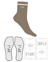 The 3/4 Crew Sock - Fungi - Fyre Pilates - 1 Stripe Printed White - Top Logo - EMB - White - Circle Grip - Transparent