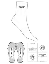 The 3/4 Crew Sock - White - Sculpted By Lagree - Top Logo Stacked - Embroidered - Black - Triangle Grip - Black