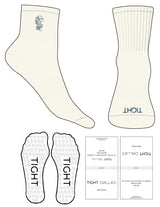 The 1/2 Crew Sock - Off White - Tight Dallas - Top Logo Icon EMB - Toe Logo Printed - Navy - Cactus Grip - Navy