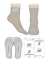 The 3/4 Crew Sock - Tan - LagreeMixx - Toe & Ankle " FOUNDING MEMBER " - Transparent Hexagon Grip - Off White