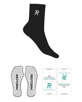 The 3/4 Crew Sock - Black - Reform Studios - Top Logo - Embroidered - White - Triangle Shape Grip - White