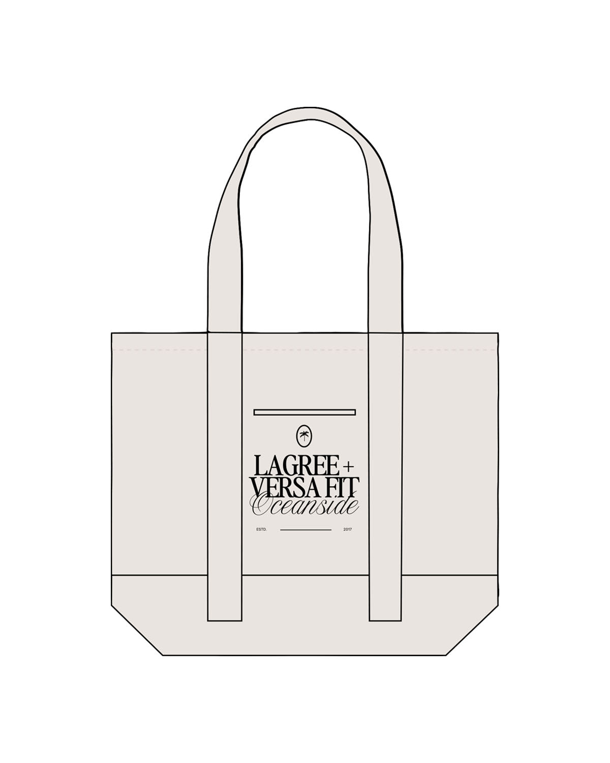 The Contrast Tote Bag - Natural / Natural - Lagree Versa - Center Stacked - Oceanside - EST 2018 - Black