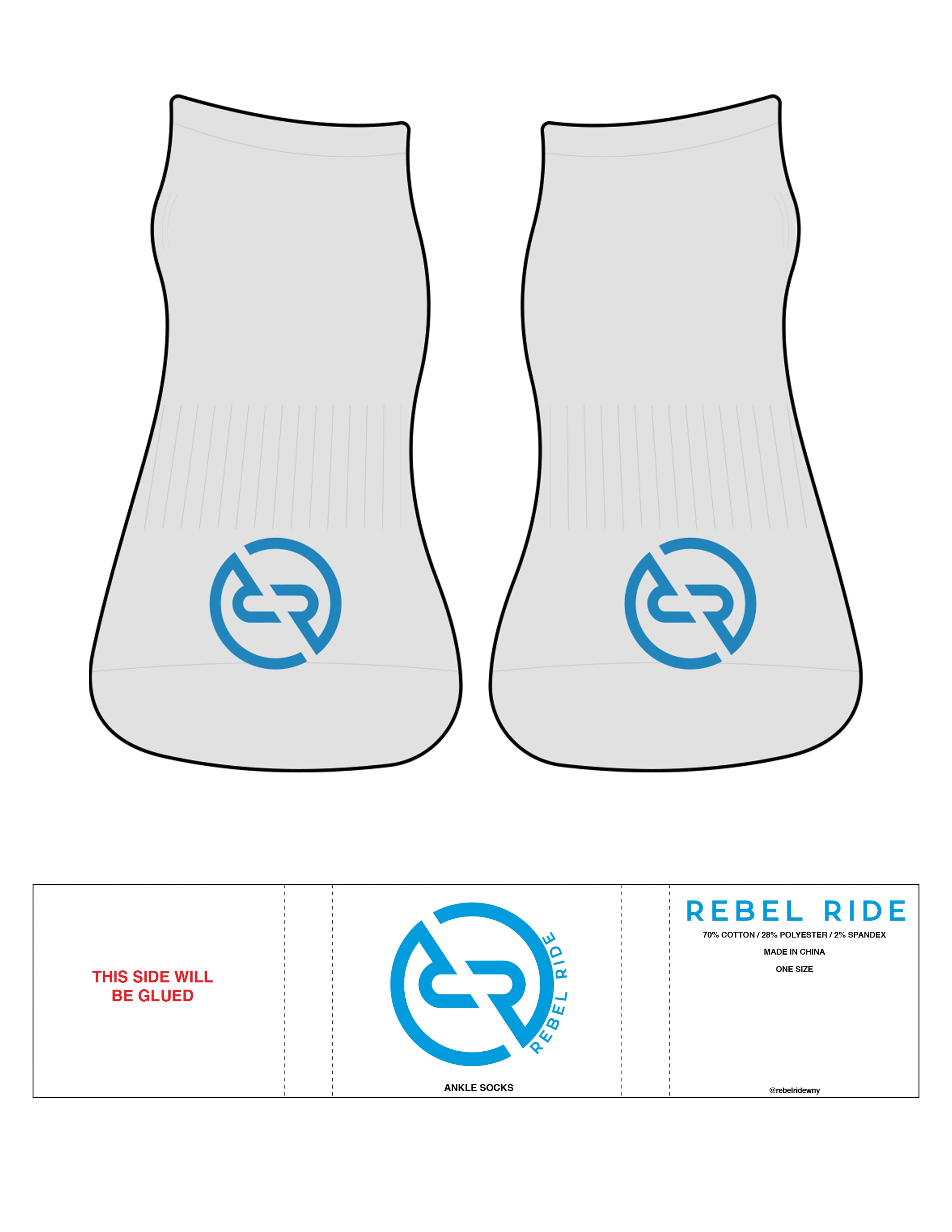 The Ankle Sock - Heather - Rebel Ride - Toe Logo Icon - Capri