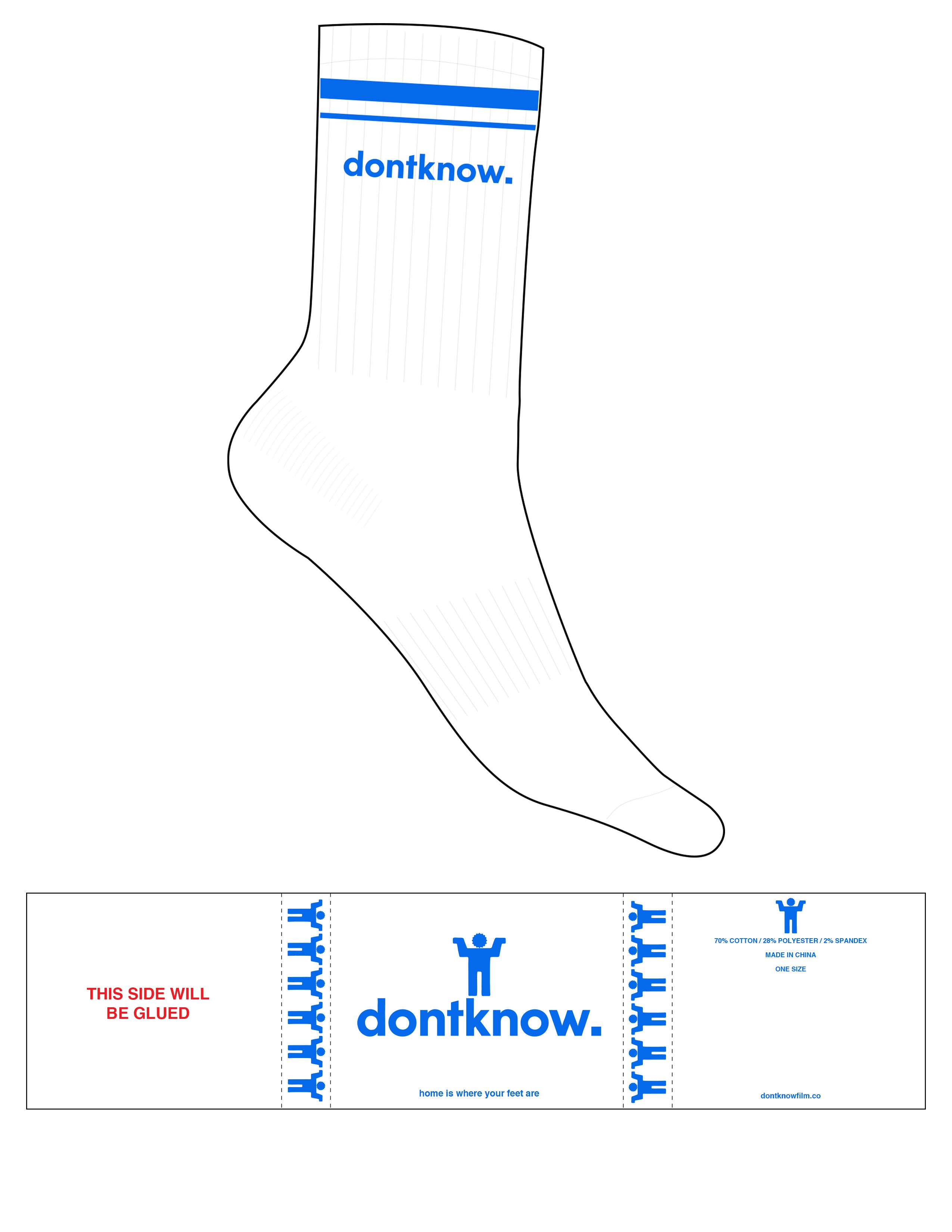 The Crew Sock - White - DontKnow. - 2 Stripes - Top Logo - Blue