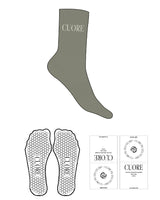 The Crew Sock - Cypress M238 - Cuore Pilates Studio - Top Logo - Bone - Hexagon Grip - Transparent