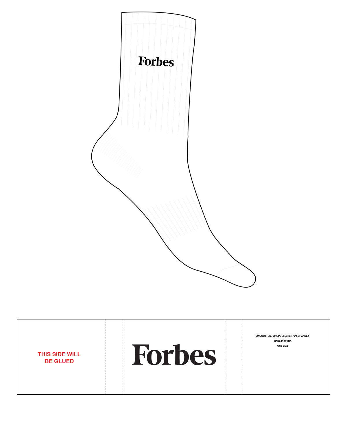 The Crew Sock - White - Forbes - Top Logo - Embroidered - Black