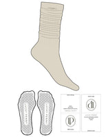 The Slouch Sock - Off White - Lucky Penny - Sew on Label - Hexagon Shape Grip - Transparent