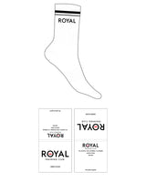 The Crew Sock - White - Royal Training Club - 2 Strips - Top Logo - Black