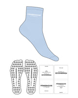 The 1/2 Crew Sock - B374 Color - Powerhouse Fitness - Top Logo - White - Power Shape Grip - Transparent