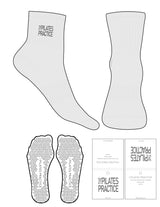 The 1/2 Crew Sock - Heather - Pilates Practice - Top Logo Stacked - Embroidered - Gray - Triangle Grip - Transparent