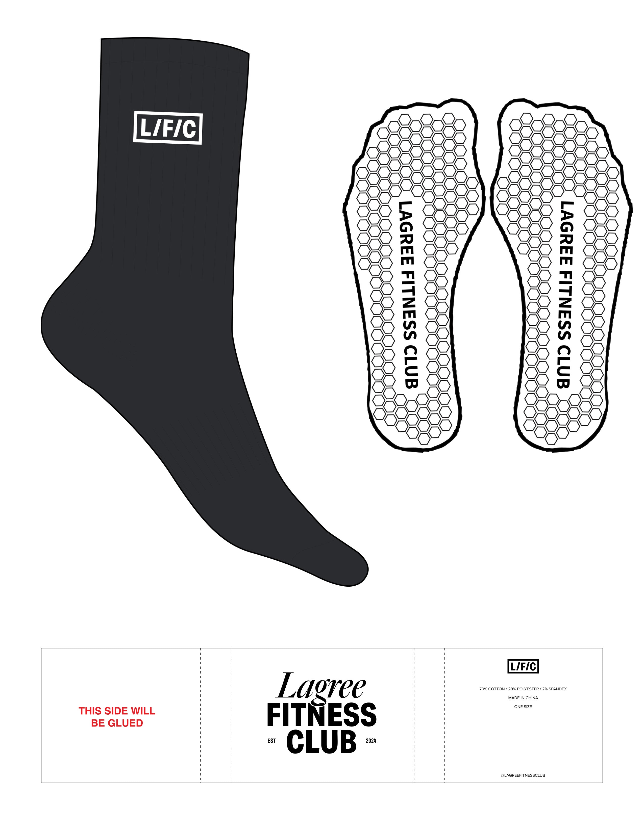 The Crew Sock - Stretch Limo - LFC - Top Logo Boxed - Embroidered - White - Hexagon Grip - Transparent