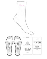 The Crew Sock - White - Helios - Top Text - Pink - Circle Shape Grip - Transparent