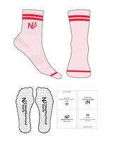 The 1/2 Crew Sock - Pink - Neighborhood Barre - Stripes - Lava - Text Logo - EMB - Lava Bodyrok - Circle Grip - Lava