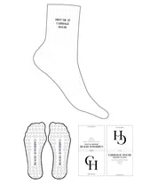 The 3/4 Crew Sock - White - Carriage House - Top Logo Stacked - Embroidered - Black - Circle Grip - Black