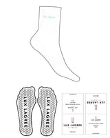 The 3/4 Crew Sock - White - Lux Lagree - Top Logo - Embroidered - Mint Green - Hexagon Grip - Mint Green