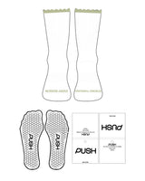 The 3/4 Scalloped Crew Sock - White - Designed by GI - Mint Milk Scallop - Toe Logo - Mint Milk - Hexagon Grip - Transparent