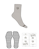The 3/4 Crew Sock - Oat Milk - Pure Movement LARK - 2 Toe Strips - Top Logo - Embroidered - Umber - Icon Grip - Transparent