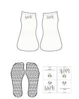 The Ankle Sock - Almond Milk - Pure Movement LARK - Top Back Logo - Umber - Icon Shape Grip - Umber