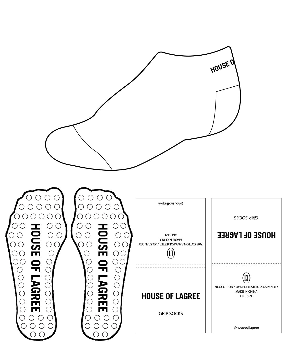 The Ankle Sock - White - House of Lagree - Black