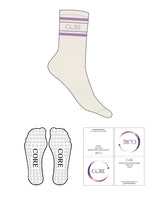 The Crew Sock - Off White - Core Crown Point - 4 Strips - Top Logo - Lavender - Circle Shape Grip - Transparent