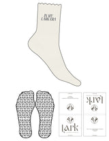 The 3/4 Crew Sock - Marshmallow - Pure Movement LARK - Top Logo Stacked - Embroidered - Total Eclipse - Icon Grip - Transparent