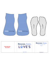 The Ankle Sock - Vista Blue - LLR - Toe - "Rescue" - Rain Cloud & White - Heart Grip - Transparent
