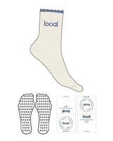 The 3/4 Crew Sock  - Off White - Local Lagree - Top Icon - Embroidred - Blue - Tree Shape Grip - Transparent