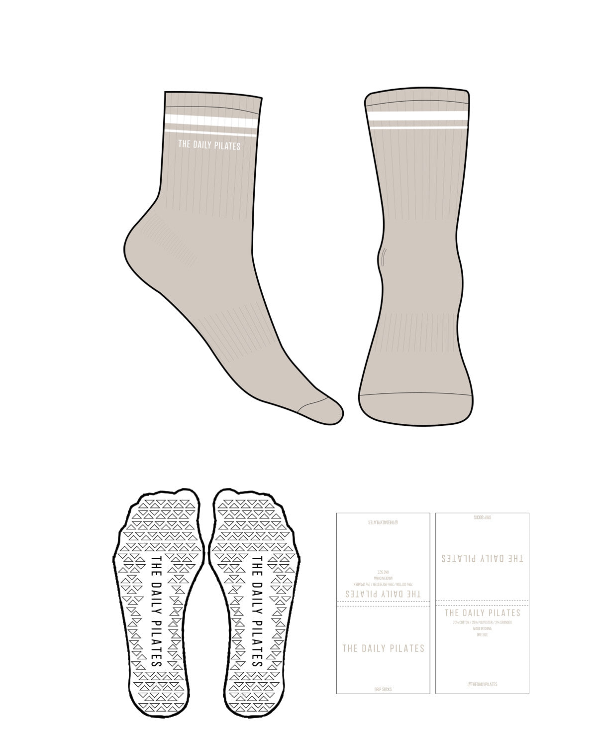 The Daily Pilates 3/4 Crew Sock - Oat Milk