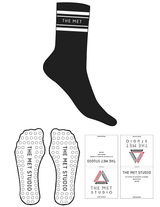 The Crew Sock - Black - The Met Studio - 4 Stripes - In Between Logo - White - Circle Grip - White