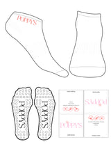 The Ankle Sock - White - Poppys Pilates - Top Logo - Embroidered - Hot Coral - Circle Grip - Hot Coral