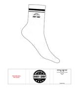 The 3/4 Crew Sock - White - Krystals Body Shop - Black Stripe - Top Logo - Embroidered - Black