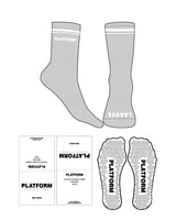 The Crew Sock - Heather - Platform - 3 Strips - Top & Front Logo - White - Triangle Shape Grip - White