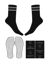 The Crew Sock - Black - Booties - 2 Stripes -In Between Text - Hexagon Grip - Black