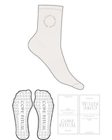 The 3/4 Crew Sock - Cloud Dancer - Core Ritual - Top Logo Round - EMB - Oat Milk - Circle Grip - Oat Milk