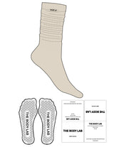 The Slouch Sock - Off White - Body Lab - Sewn Label - Hexagon Grip - Transparent