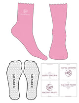 The 3/4 Crew Sock - Prism Pink - Seacoast Pilates - Top Logo - EMB - White - Heart Grip - White