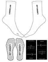 The Crew Sock - White - LagreeLab - Top & Toe Logo - Black - Triangle Grip - Black