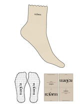 The 1/2 Crew Sock - Seedpearl - Re|form - Top Logo - EMB - Black & Oxblood - Circle Grip - Transparent