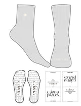 The 3/4 Crew Sock - Heather - Calma Pilates - Top Logo Embroidered & Toe Logo Printed - Cream - Circle Grip - Transparent