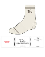 The 3/4 Crew Sock - Off White - Toa - 2 Lines Above Text Center & Bottom - Chocolate