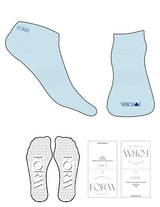 The Ankle Sock - Light Blue - Form Charleston - Top and Toe Logo - Printed - Dark Blue - Heart Grip - Transparent