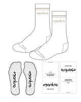 The Crew Sock - White - Mantra - Top 2 Lines Text & Bottom - Tan - Circle Shape Grip - Transparent