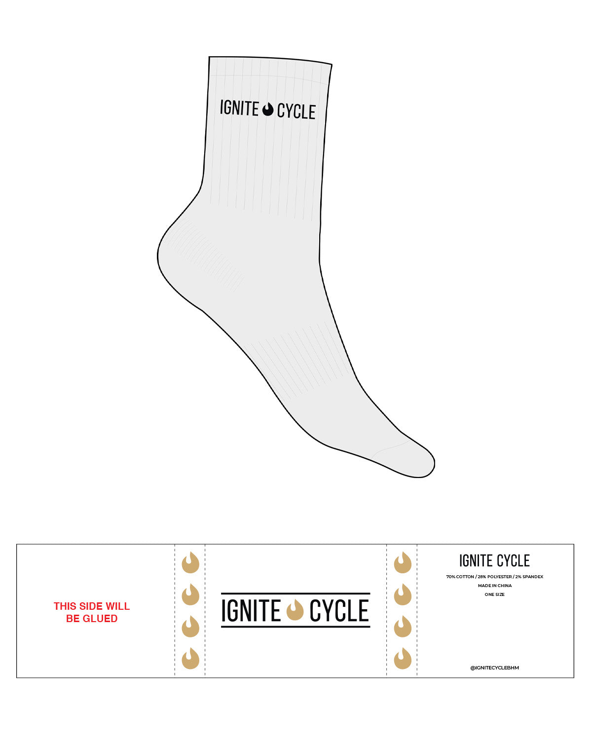 The 3/4 Crew Sock - Heather - Ignite Cycle - Top Text W/ Icon - Black