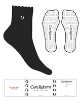 The 1/2 Crew Sock - Black - CoreReform - Top Logo - EMB - White - Circle Grip - Transparent